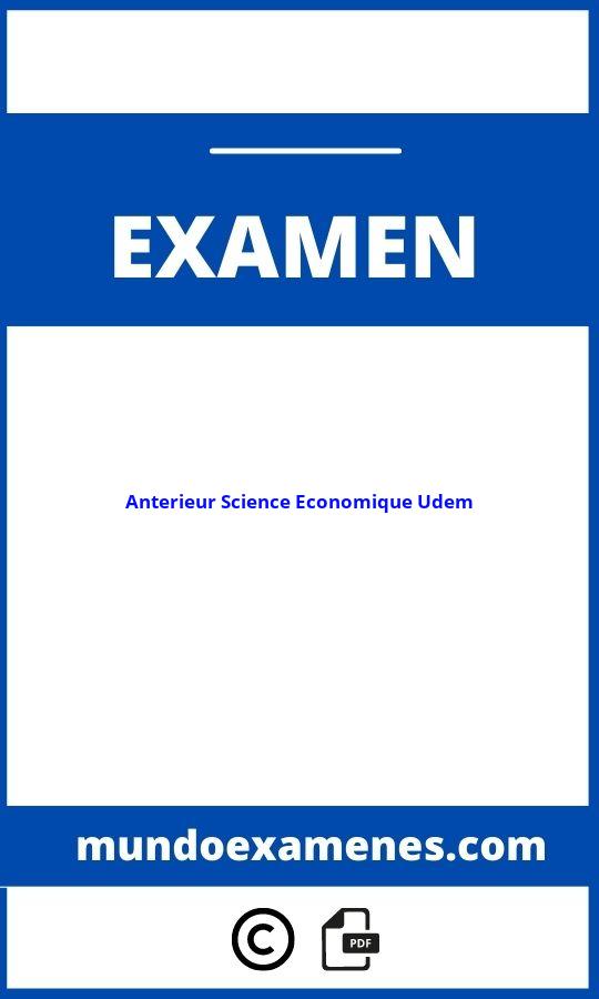 Examen Anterieur Science Economique Udem